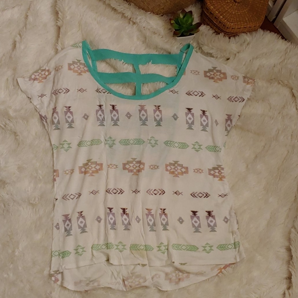 Empyre Cream Patterned Short Sleeve Tee